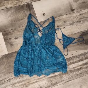 Elegant Teal Lingerie Set Size Xlarge
